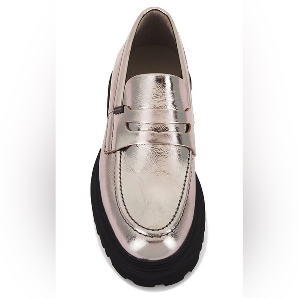 ALLSAINTS Lola Loafers in Gunmetal Grey size 37.5 BNIB